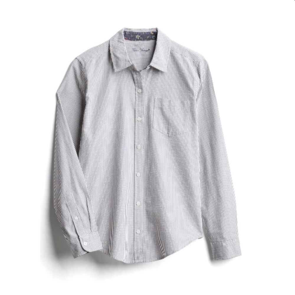 NWT Women's Zaneta Navy and White Striped Button Down Oxford Medium